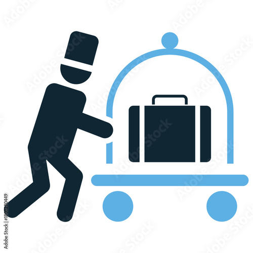 Bellhop Icon Vector Ideal for hotel, hospitality, travel, and service graphics representing luggage assistance and guest services.