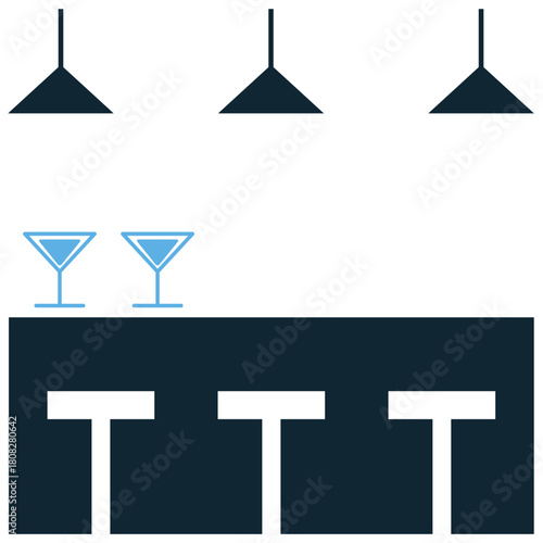 Bar Counter Icon Vector Ideal for hotel, restaurant, food and beverage, entertainment, and leisure graphics related to drinking establishments.