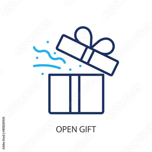 Open gift thin line icons. Original vector illustration.