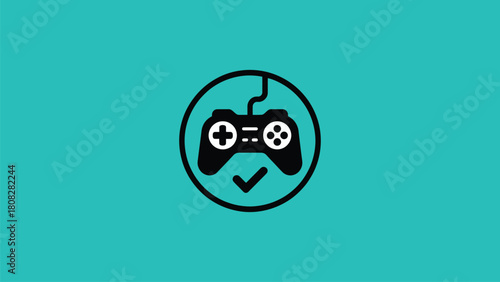 Print Game Controller Verified Connection Status Icon Black Glyph Vector illustration
