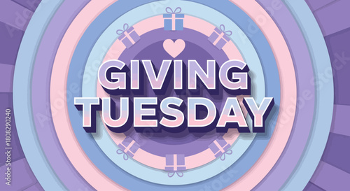 Concentric Gift Orb Poster. Giving Tuesday Flat Vector