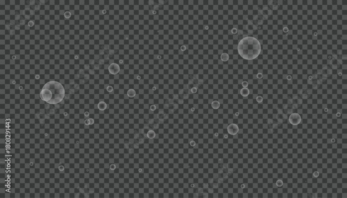 Abstract shiny soap bubbles texture. Water foam with transparence. Soap bubbles vector graphic element