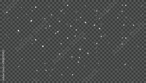 Abstract falling snow. Background with transparent effect. Winter design with soft focus shapes