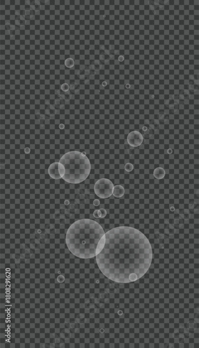 Abstract transparent bubbles. Water foam texture with transparency. Soap bubbles vector illustration