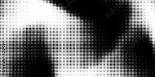 Grunge halftone gradient background. Faded grit noise texture. White and black sandy wallpaper. Retro pixelated backdrop. Anime or manga style comic overlay
