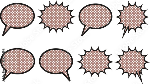 Speech bubble collection with pop art halftone