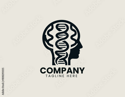 DNA Chain Psychology black vector logo