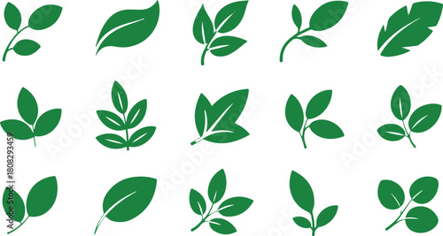 Leaf green icon set