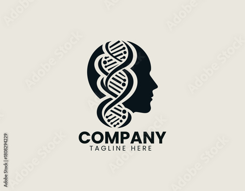 DNA Chain Psychology black vector logo