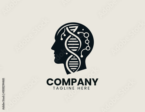 DNA Chain Psychology black vector logo