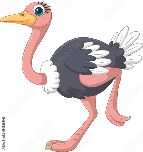 ostrich cartoon waving
