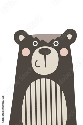 Cute scandinavian bear nursery room wall art decor
