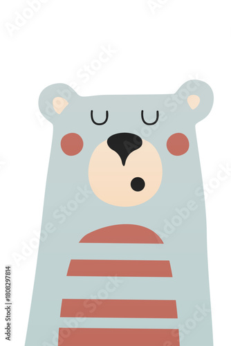 Cute scandinavian bear nursery room wall art decor