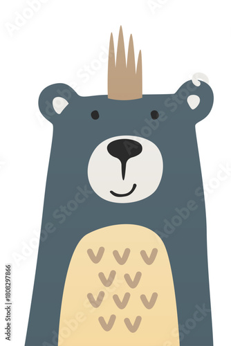 Cute scandinavian bear nursery room wall art decor
