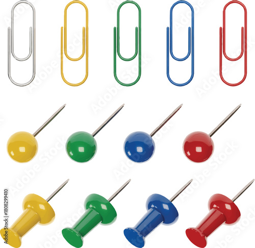 colorful push pins isolated on white