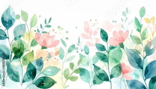 Watercolor Floral Shapes in Pastel & Green for Cosmetic Packaging