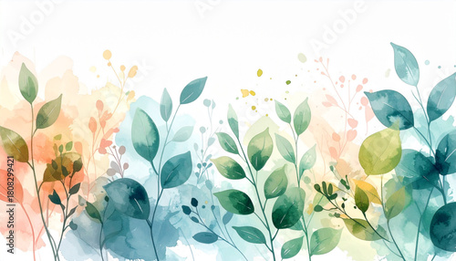 Watercolor Floral Shapes in Pastel & Green for Cosmetic Packaging