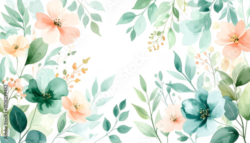 Watercolor Floral Shapes in Pastel & Green for Cosmetic Packaging