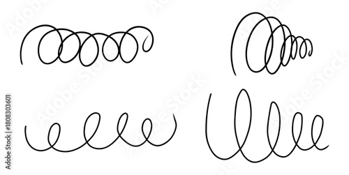 Set Handdrawn Abstract Curly Line Vector Ideal for expressive backgrounds, annotations, and designs requiring a chaotic or energetic, hand-drawn look.