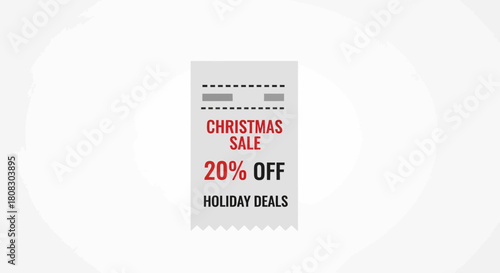 Christmas Sale Receipt: Festive receipt indicating holiday savings, a perfect visual for seasonal promotions and retail events, highlighting the value of Christmas offers.