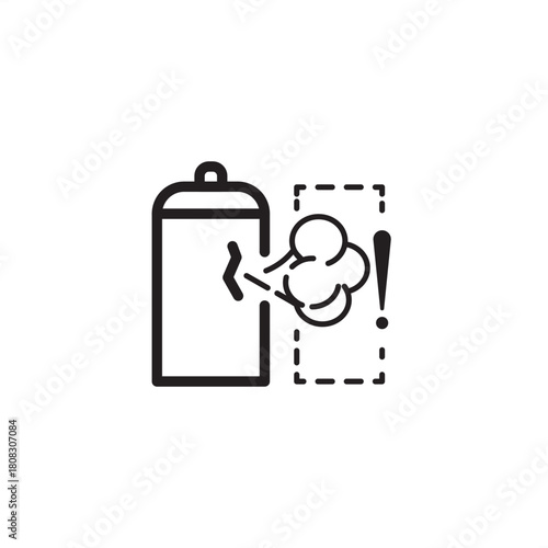 Gas leak detection icon. Features a cylinder venting vapor inside a danger zone frame. Represents chemical safety, hazard monitoring, industrial sensing, and environmental compliance.