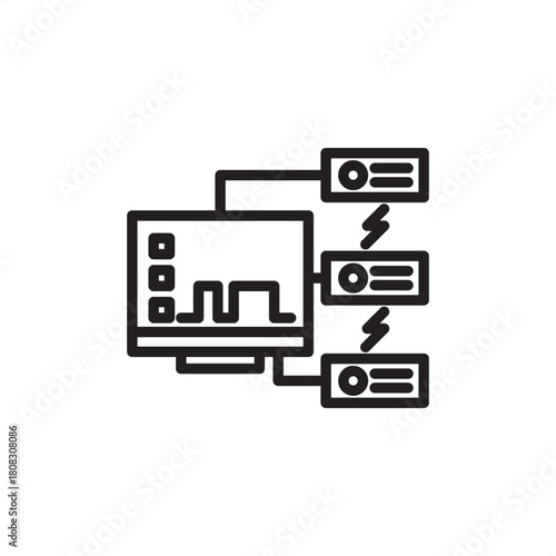 SCADA System icon. Features a monitor with a graph connected to industrial control modules. Represents supervisory control, data acquisition, process automation, remote monitoring, and IIoT.