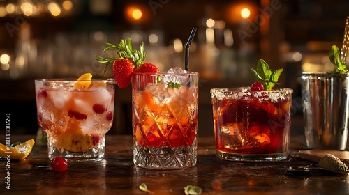 Strawberry rosemary garnish high resolution picture