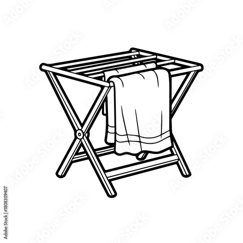Clothes Airer Illustration for Laundry Drying and Home Organization Line Art