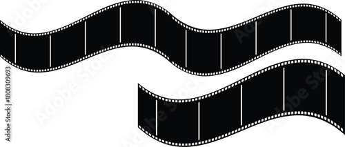 Film strip wave vector design for creative media banners, retro movie backgrounds, vintage cinema frames and posters