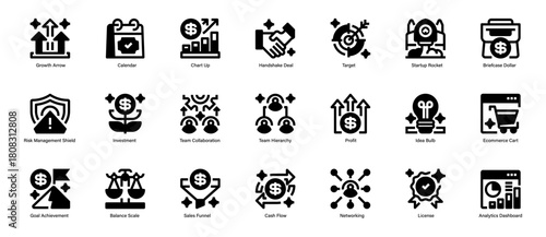 Business Icon Set Line Icon, Outline Symbol for Corporate Tools, Professional Assets, Strategic Operations, Organizational Elements, and Digital Resources. Vector Sign Icon.