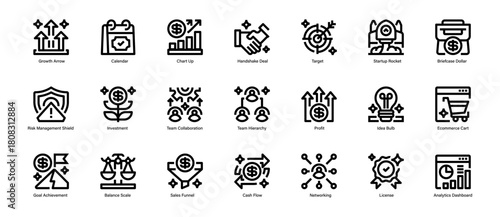 Business Icon Set Line Icon, Outline Symbol for Corporate Tools, Professional Assets, Strategic Operations, Organizational Elements, and Digital Resources. Vector Sign Icon.