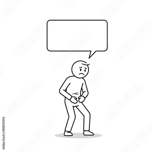 Doodle figure bending slightly with trembling hands, expressing subtle but intense fear.