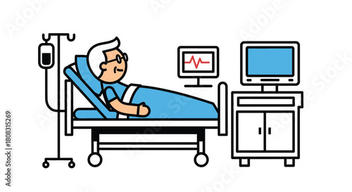 Patient hospital bed iv drip medical care health illness treatment