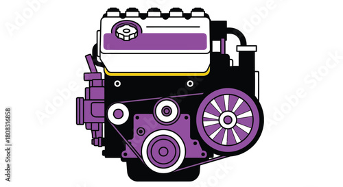 Engine diagram vector illustration automotive motor parts design
