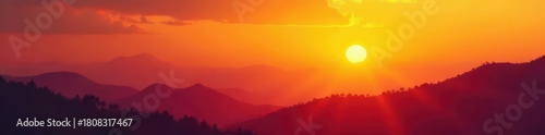 Abstract sunset hues, vibrant orange to yellow blend, sky, photography, design