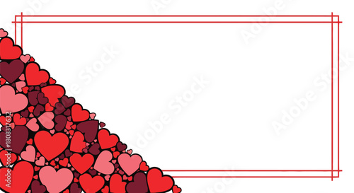 Red hearts frame background valentine's day love card design template