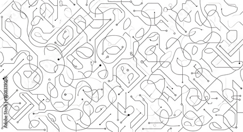 Abstract network of flowing lines and nodes creating a modern, dynamic digital connection pattern.
