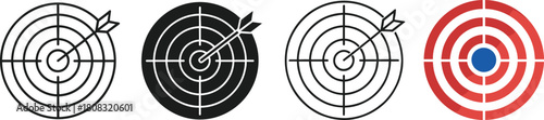 Target icons set vector dartboard arrow goal symbol business aim illustration isolated on white background