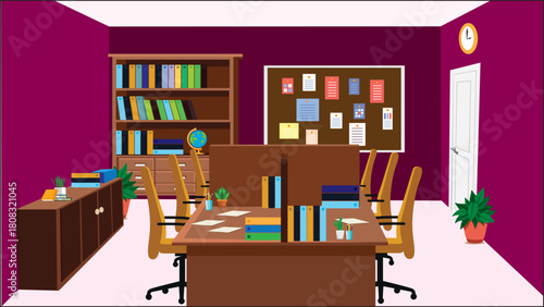Staff Room Teachers Room School Interior Staff Lounge University 3 Wall Vector