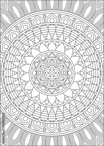 Mandala Art Design Coloring Page For Adult Color Hobby People Line Art Vector