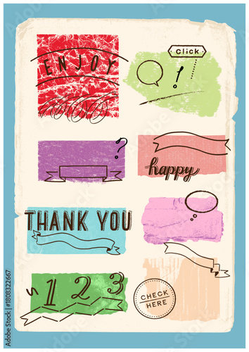 敗れた紙のあしらい インデックス 文字 落書き ページの装飾 古いページの背景 ベクター