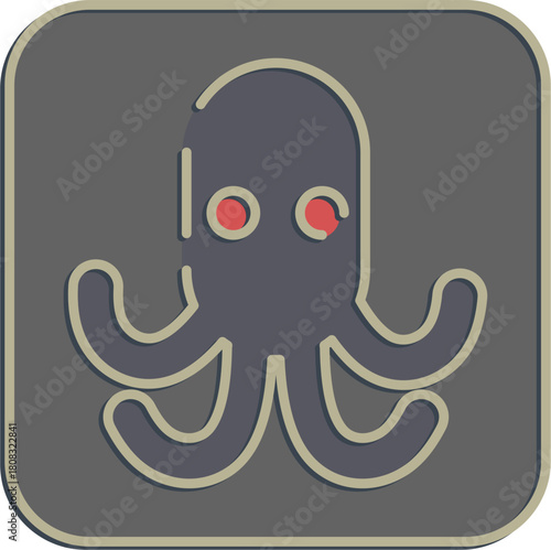 Icon octopus. Pirates theme elements. Icon in embossed style.