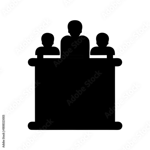Panel of three people icon, legal judgment or committee Vector, illustration