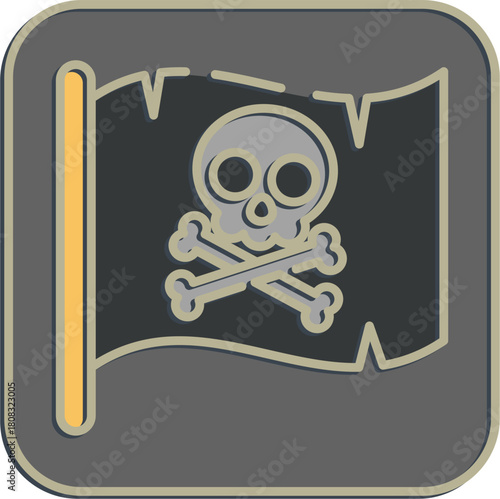 Icon pirate flag. Pirates theme elements. Icon in embossed style.