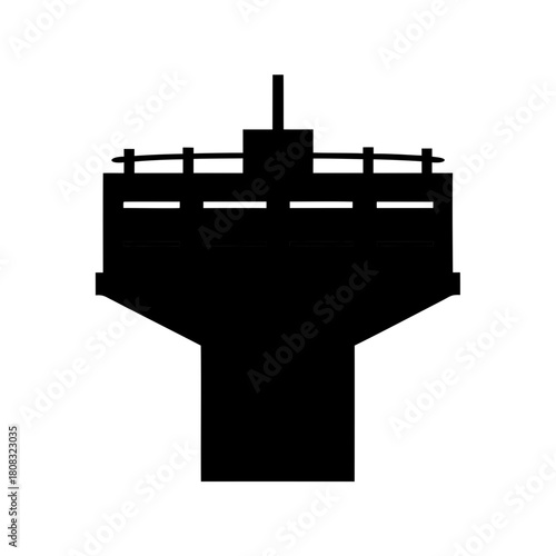 Water tower silhouette icon, essential for urban utilities Vector, illustration