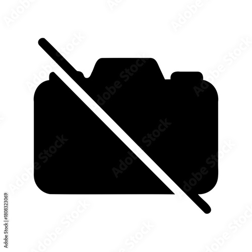 Camera prohibited, no photography allowed symbol flat icon Vector, illustration