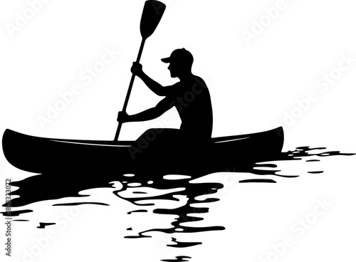 A man Canoe silhouette vector