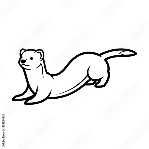 Stylized Line Drawing of a Ferret in Motion.