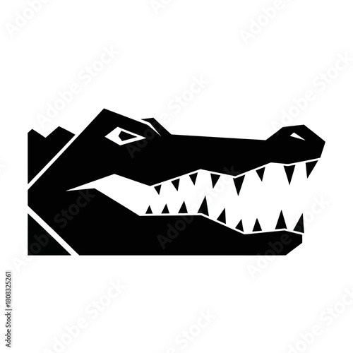 Aggressive Black Alligator Head Silhouette with Sharp Teeth.