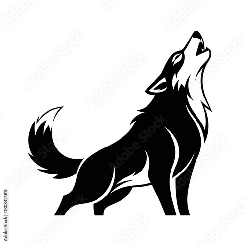 Silhouette of a Howling Wolf - A Majestic and Powerful Animal.